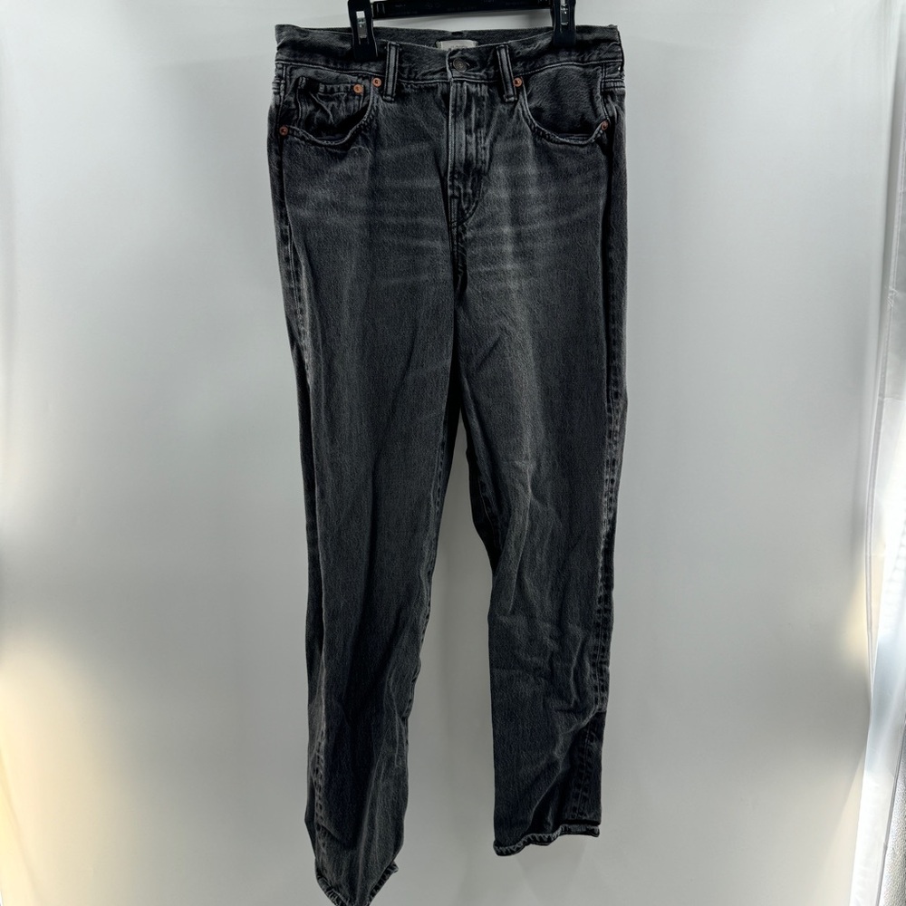 American Eagle Slouch Black Distressed Jeans Size 6 Zipper Fly - Picture 2 of 8